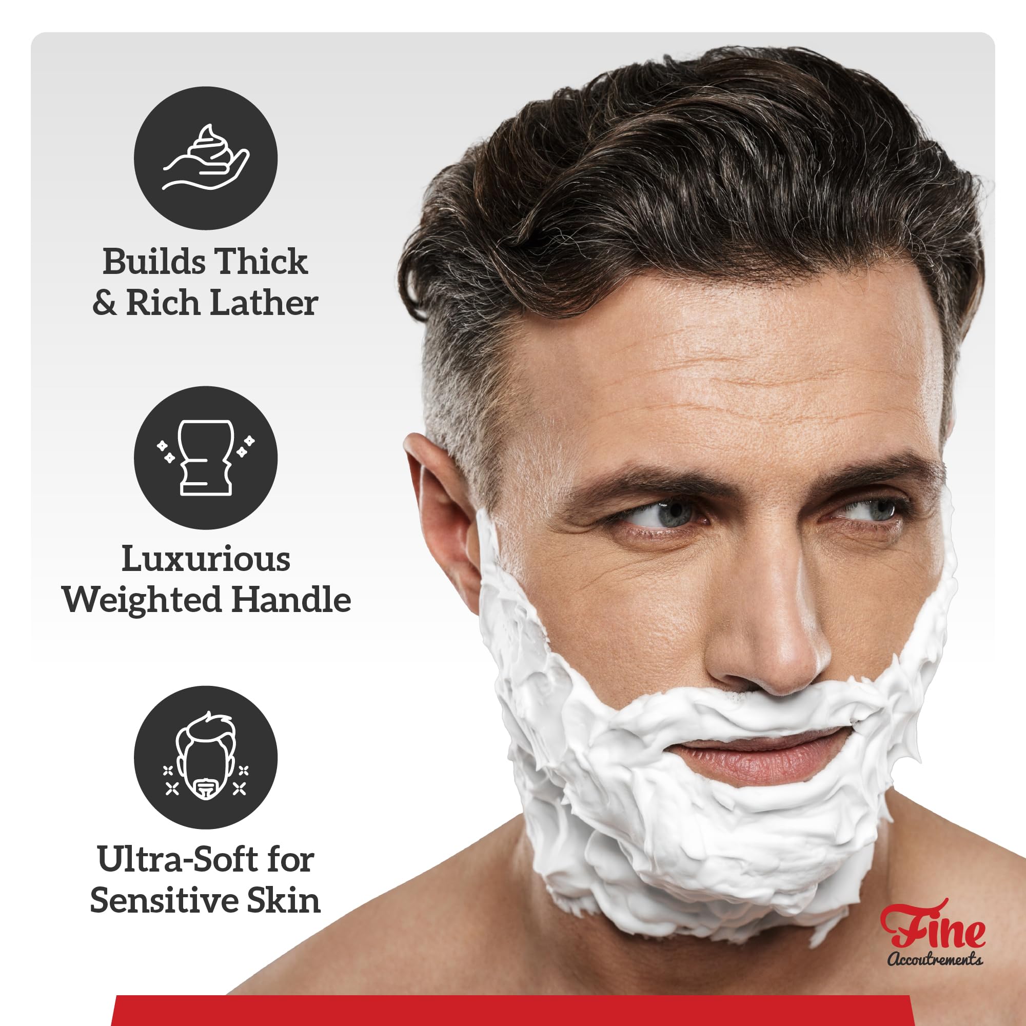 Brocha de Afeitar Fina, Fibras de Pelo de -Blanco - Imagen 5