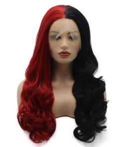 Pelucas largas onduladas de 24 pulgadas mitad negra y mitad