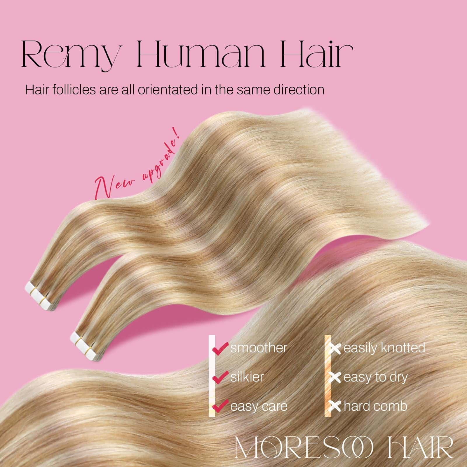 Extensiones de Cabello con Cinta Moresoo Cabello Humano - Imagen 3