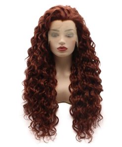 Pelucas de Encaje Sintético Realista de -Rojo Borgoña