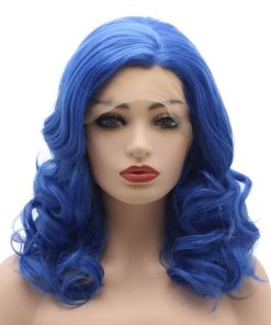 Pelucas de Encaje Sintético Realista de -Azul