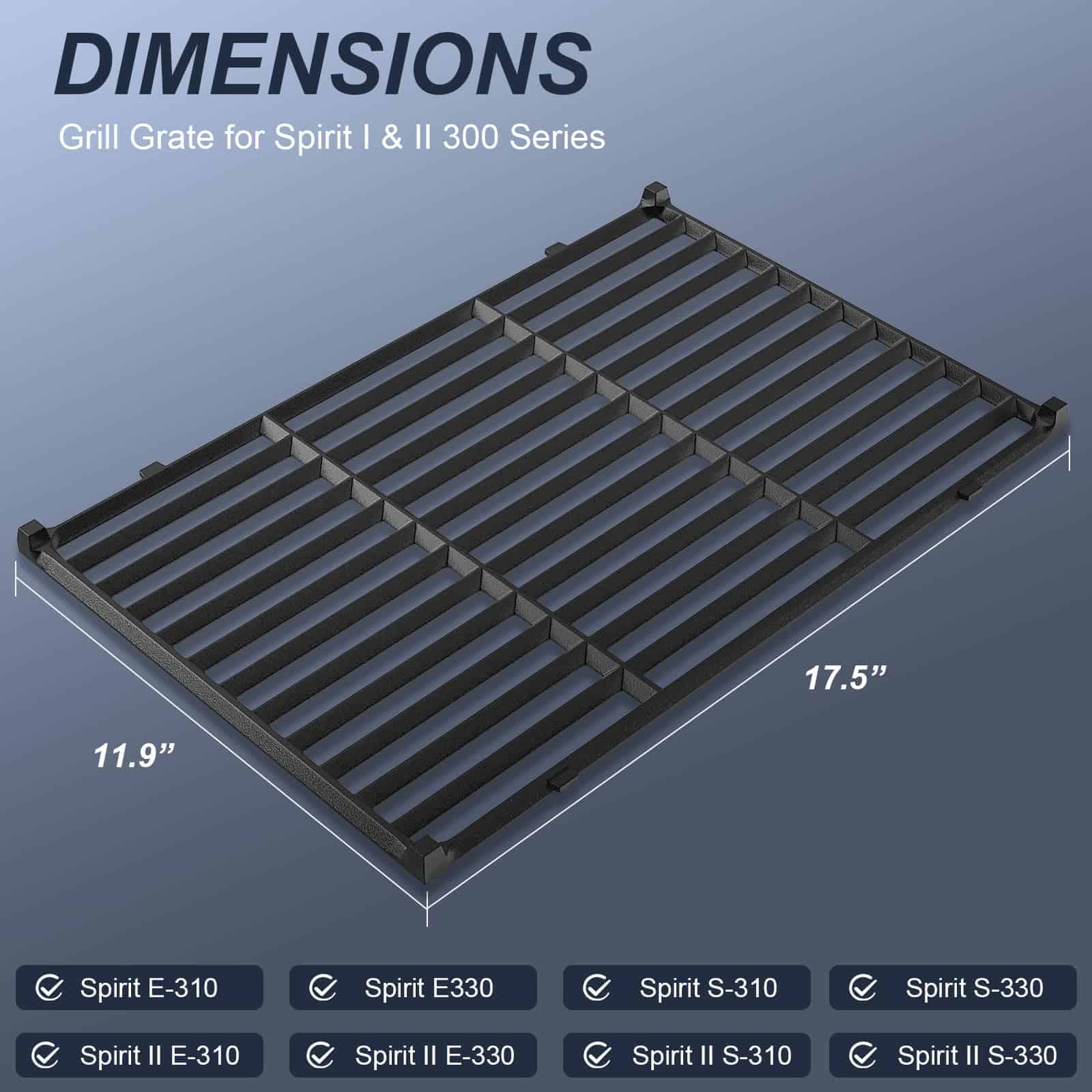Parrillas para Weber Spirit e310, 17.5" -Negro - Imagen 4