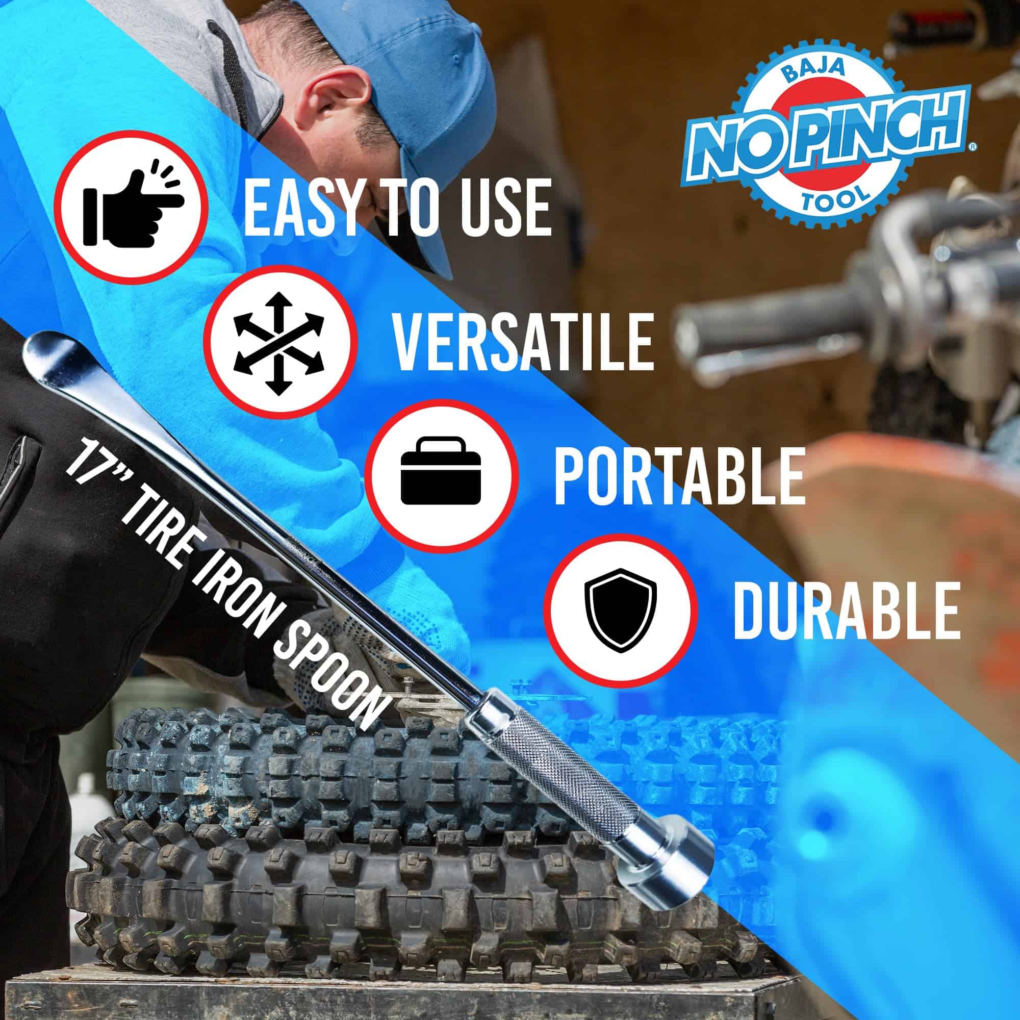 BAJA NO PINCH 17 inch Steel Tire Spoon Lever | Iron Tool - Imagen 5