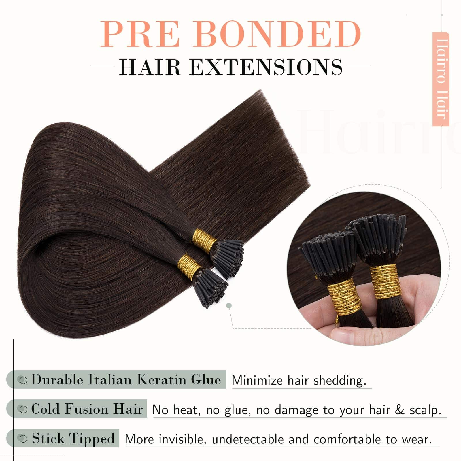 Extensiones de Cabello Humano Real Hairro Pre Bonded Remy - Imagen 5