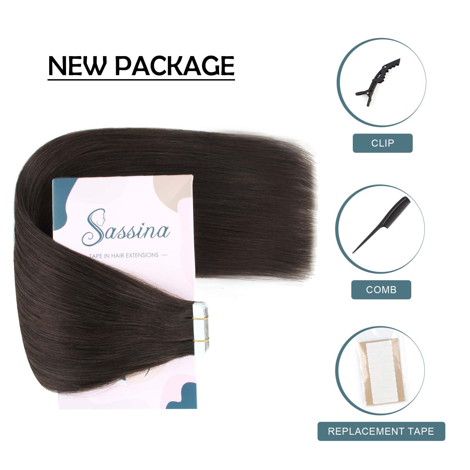 Sassina Extensiones de Cabello Tape in Double Sided Skin - Imagen 7
