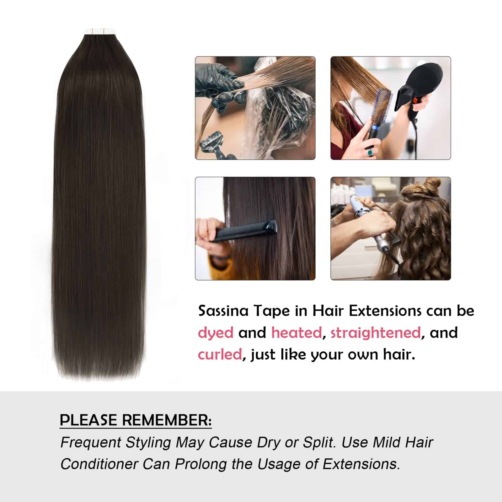 Sassina Extensiones de Cabello Tape in Double Sided Skin - Imagen 9