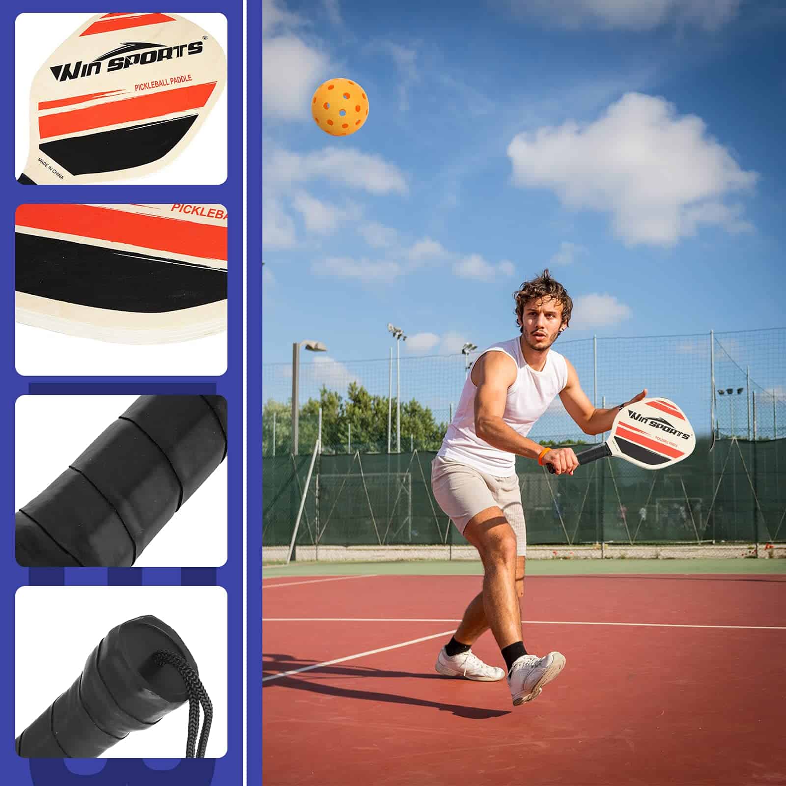 Set de 2 Palas de Pickleball de Madera - Win SPORTS Raqueta - Imagen 4
