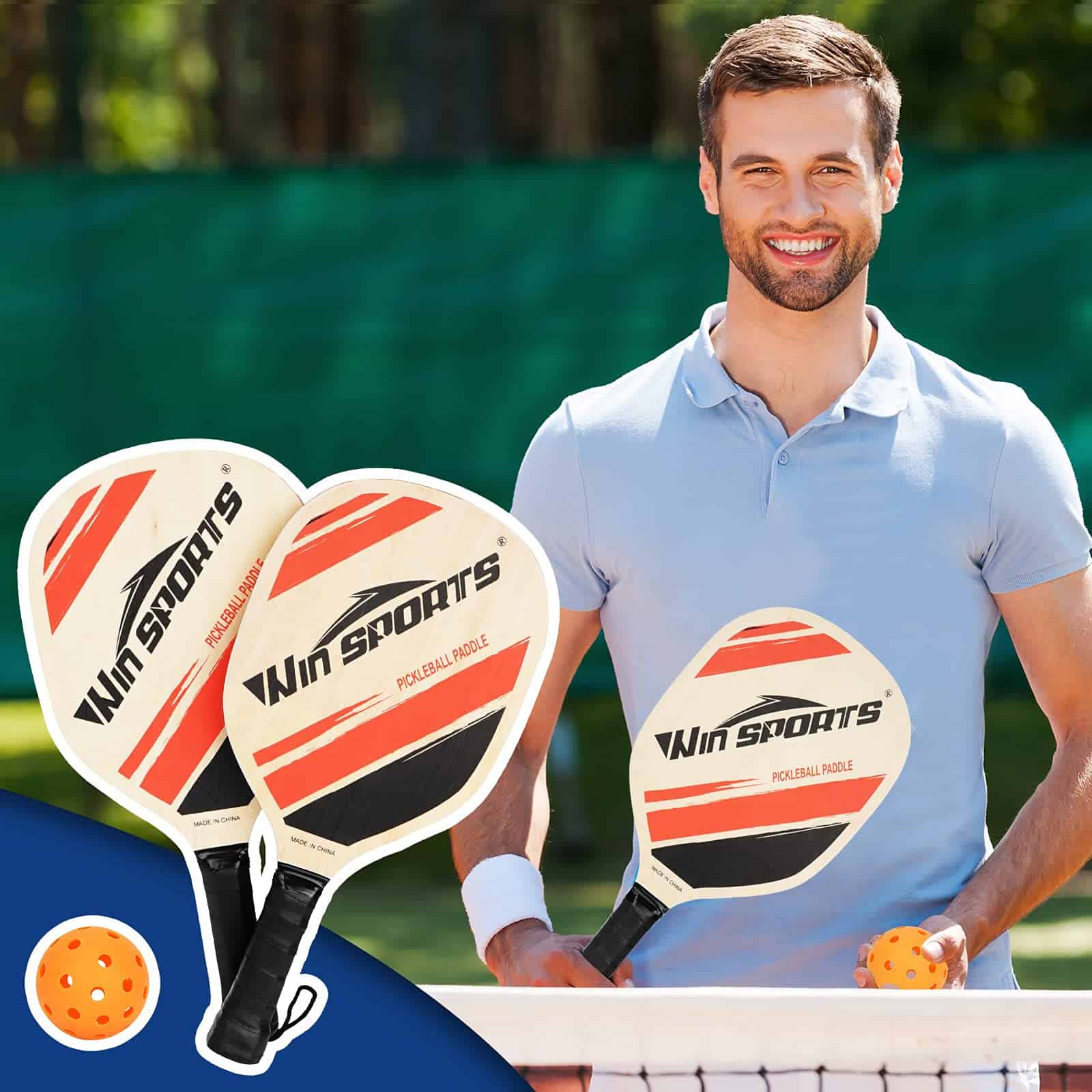 Set de 2 Palas de Pickleball de Madera - Win SPORTS Raqueta - Imagen 8