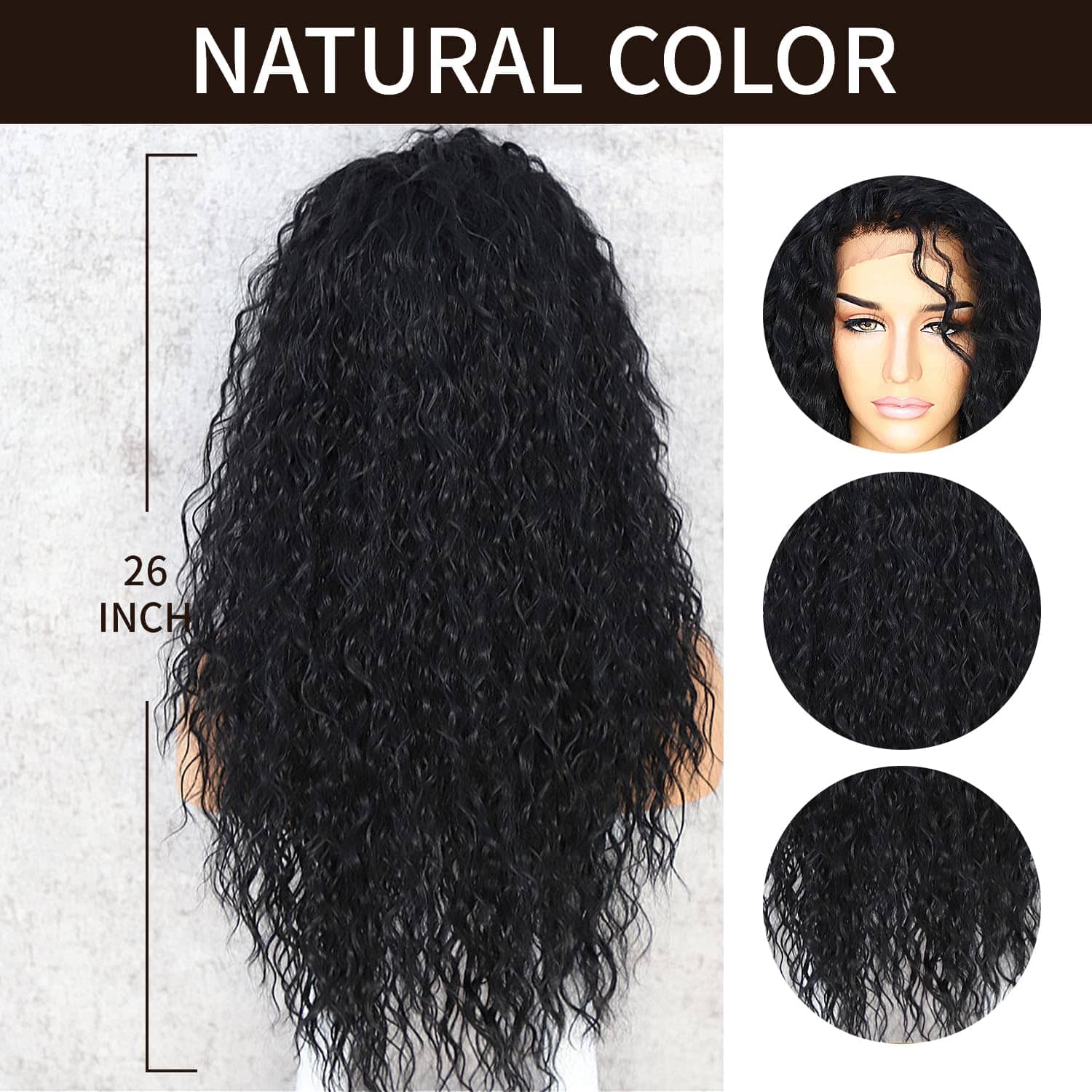 Peluca Rizada de Encaje Frontal para Mujeres Negras Peluca - Imagen 6