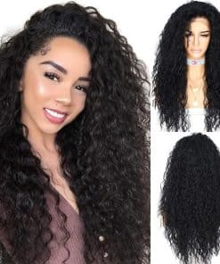 Peluca Rizada de Encaje Frontal para Mujeres Negras Peluca