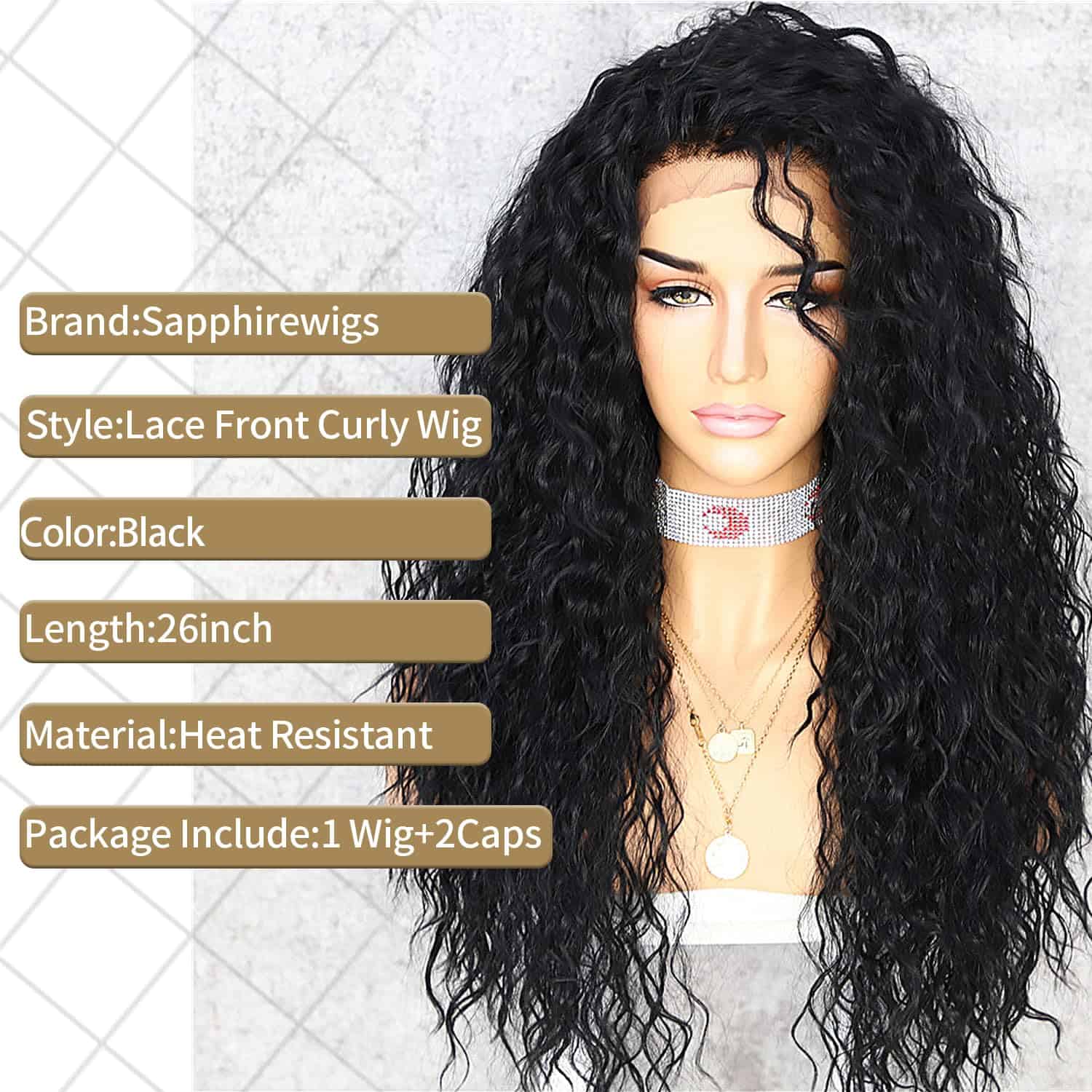 Peluca Rizada de Encaje Frontal para Mujeres Negras Peluca - Imagen 7