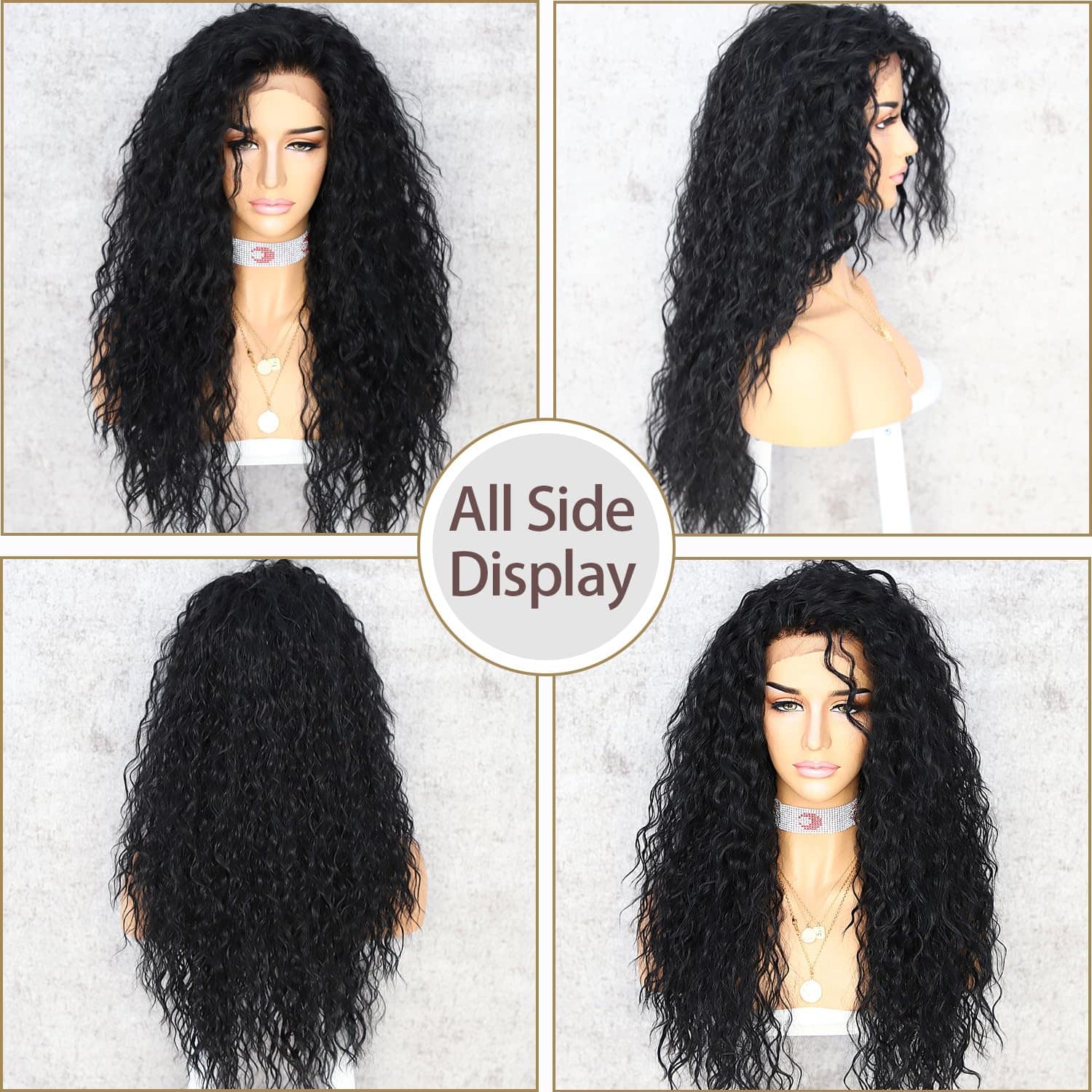 Peluca Rizada de Encaje Frontal para Mujeres Negras Peluca - Imagen 5