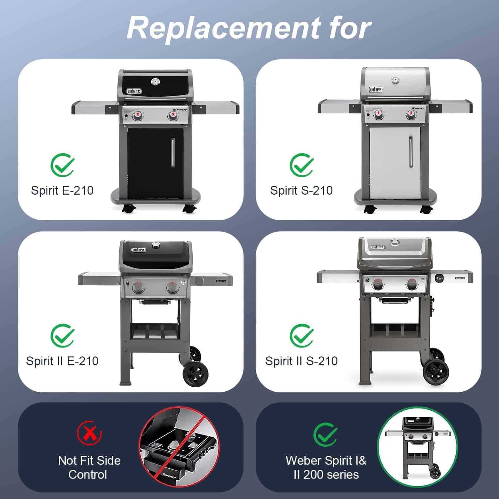 7637 Parrillas para Weber Spirit E210, 17.5 Pulgadas - Imagen 6