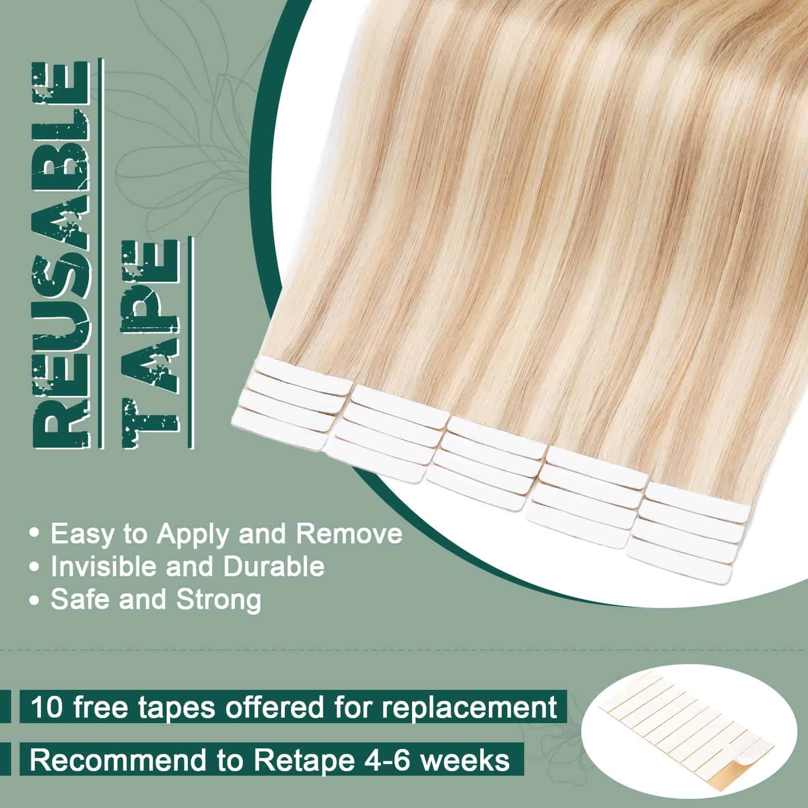Extensiones de Cabello Tape en Cabello Humano Remy Benehair - Imagen 4