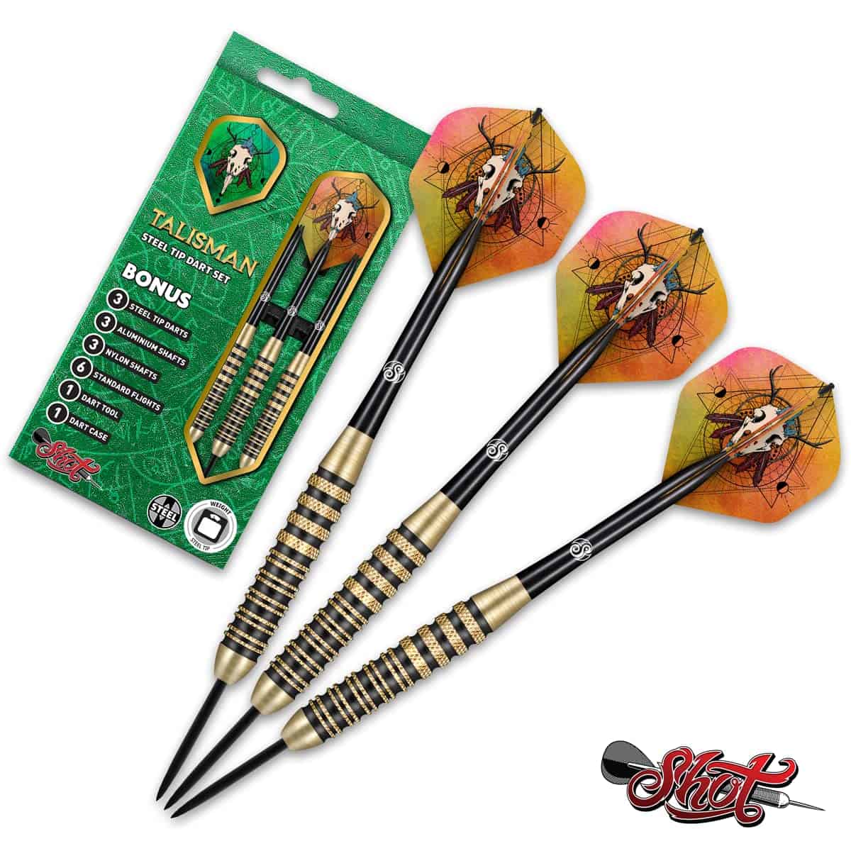 Set de Dardos con Puntas de Acero Shot! Darts Talisman -