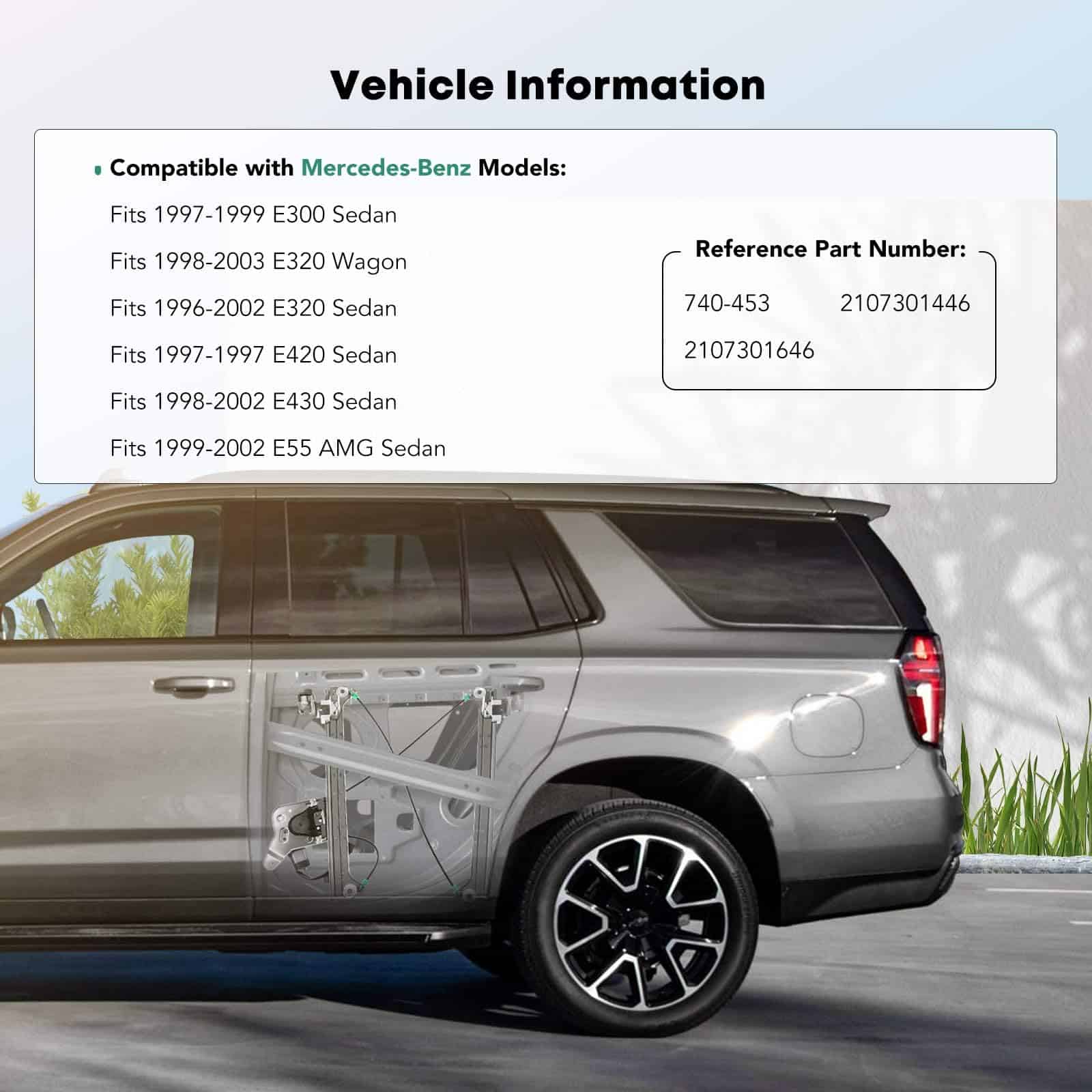 YHTAUTO Regulador de ventana eléctrico trasero del lado del - Imagen 3