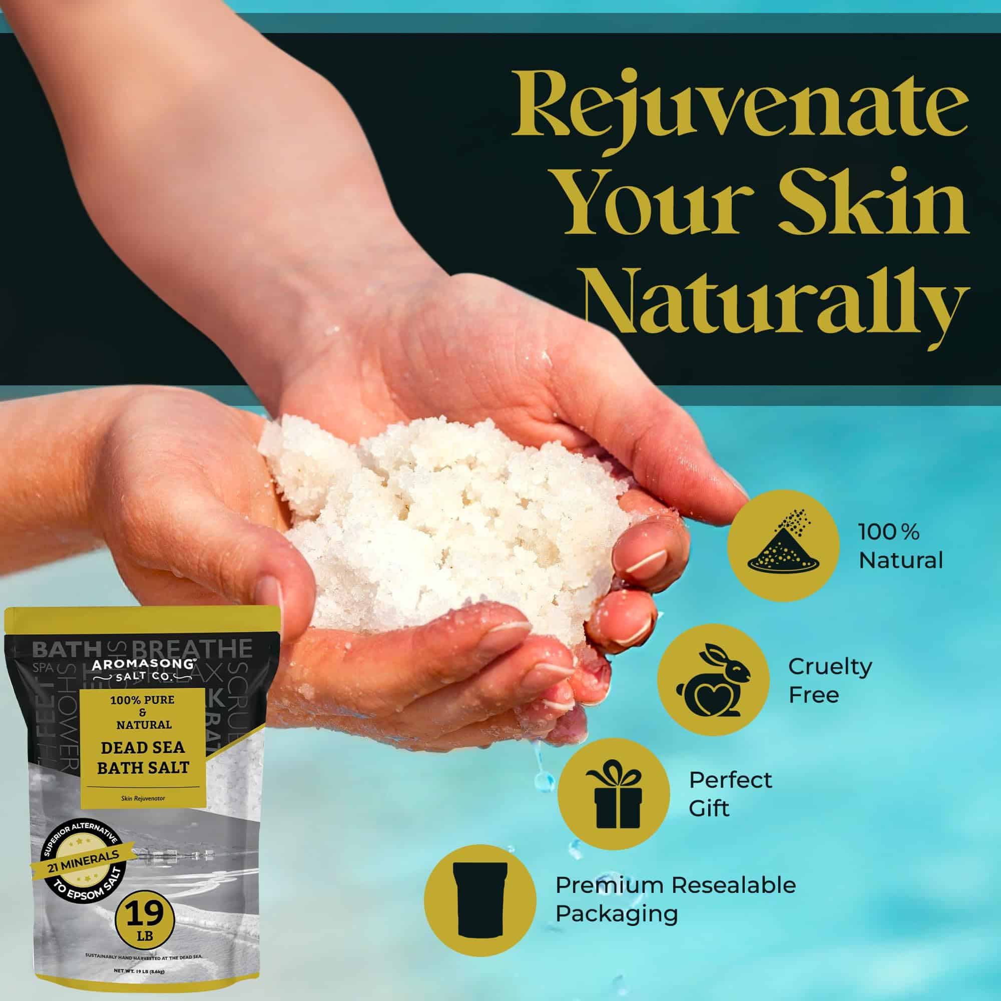 Sal de baño del Mar Muerto de Aromasong - 19 libras de - Imagen 4