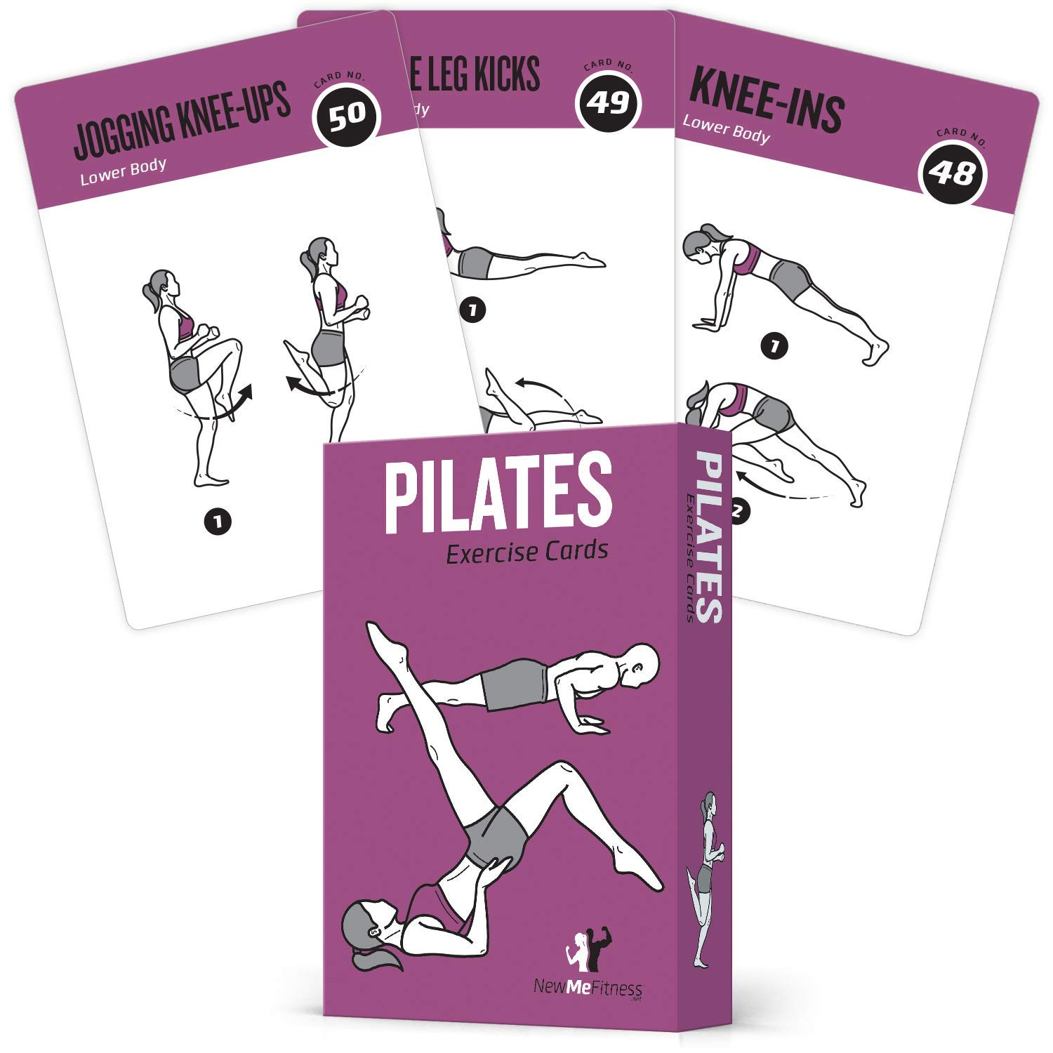 62 Tarjetas de Ejercicios de Pilates, para Hombres/Mujeres: