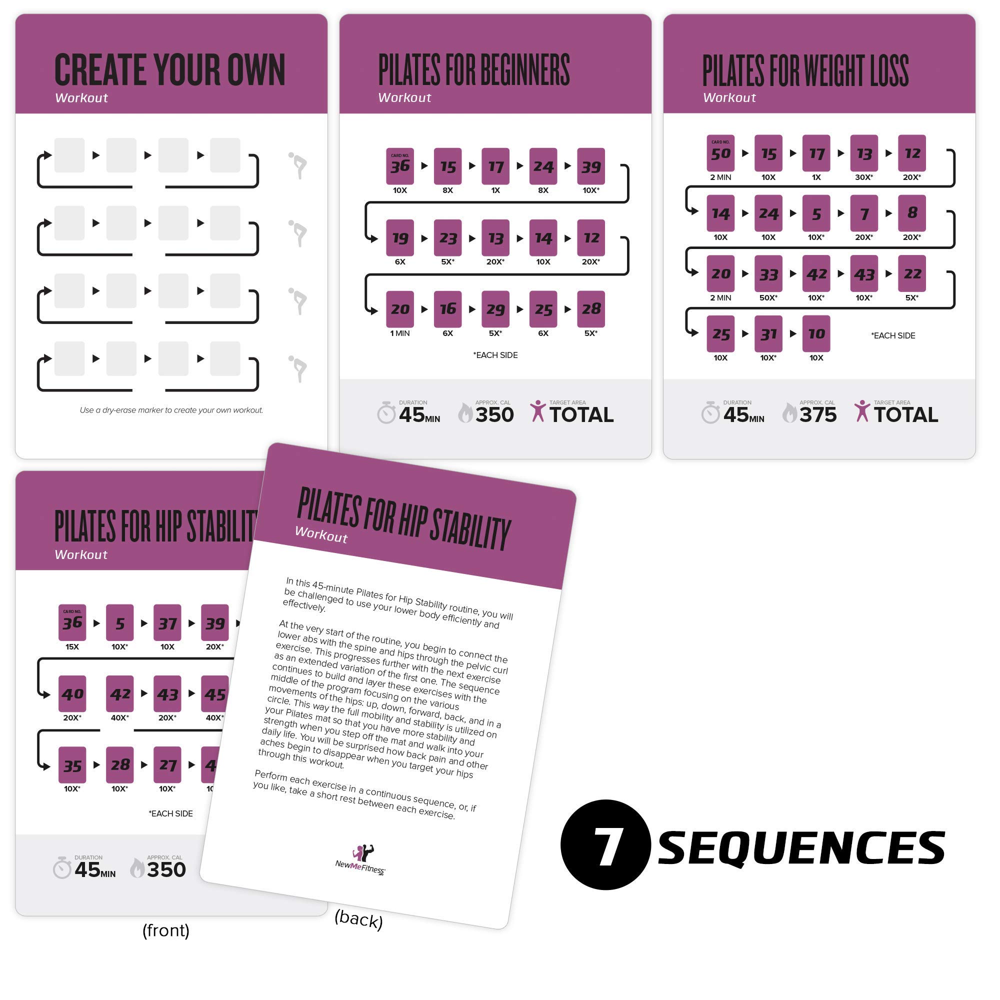 62 Tarjetas de Ejercicios de Pilates, para Hombres/Mujeres: - Imagen 6