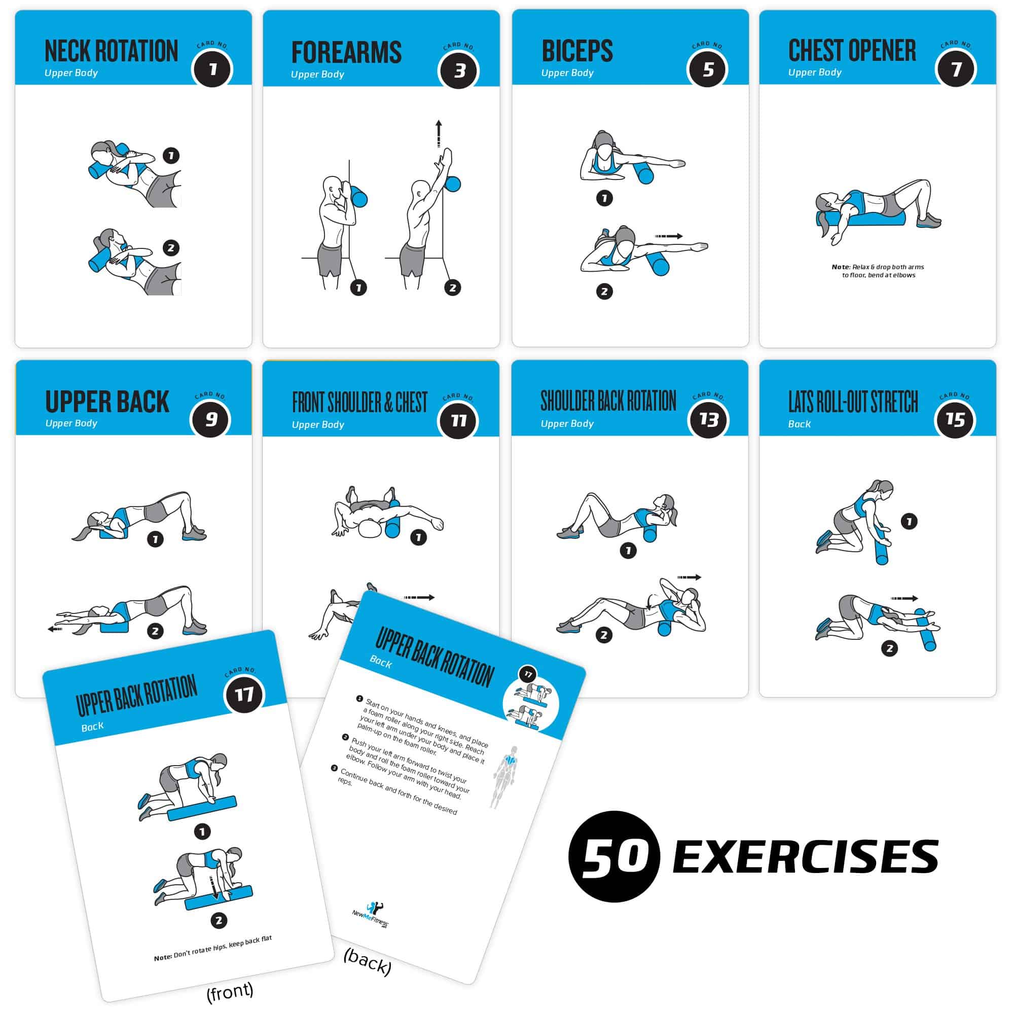 Tarjetas de ejercicios con rodillo de espuma NewMe Fitness, - Imagen 5