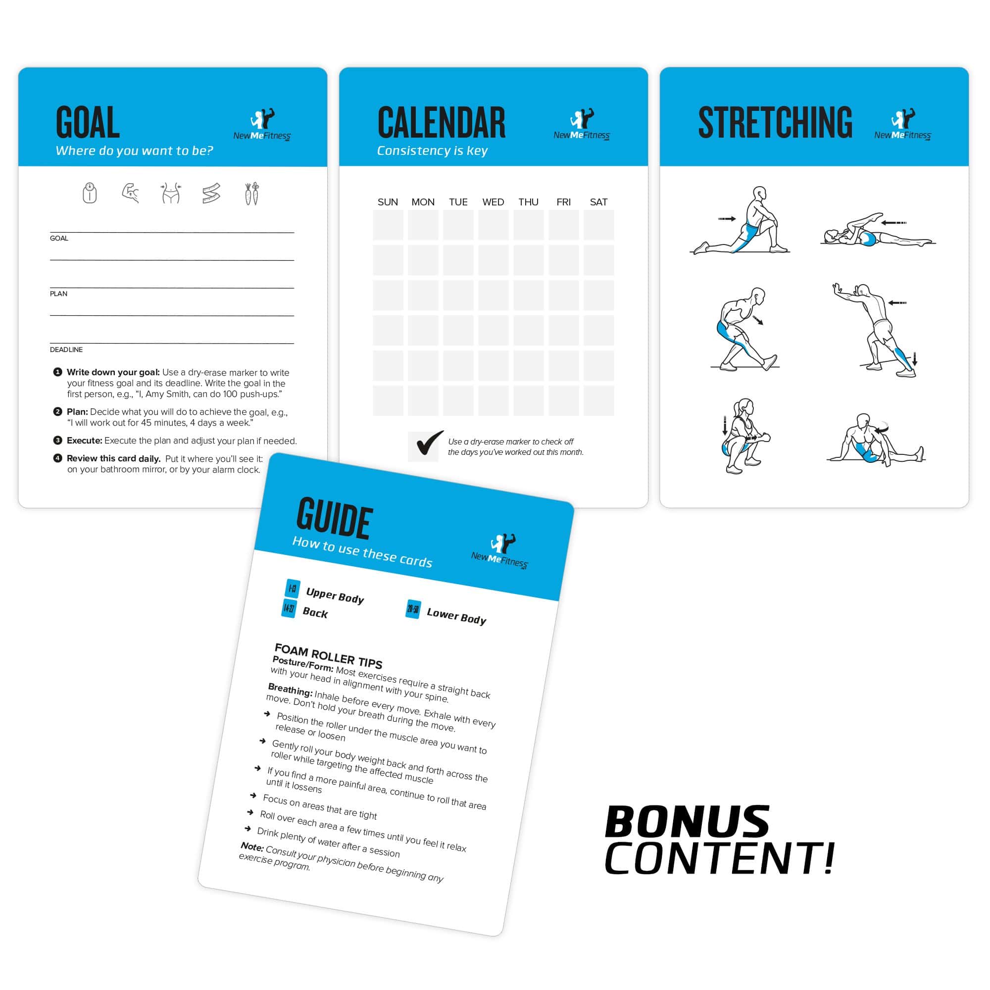 Tarjetas de ejercicios con rodillo de espuma NewMe Fitness, - Imagen 6