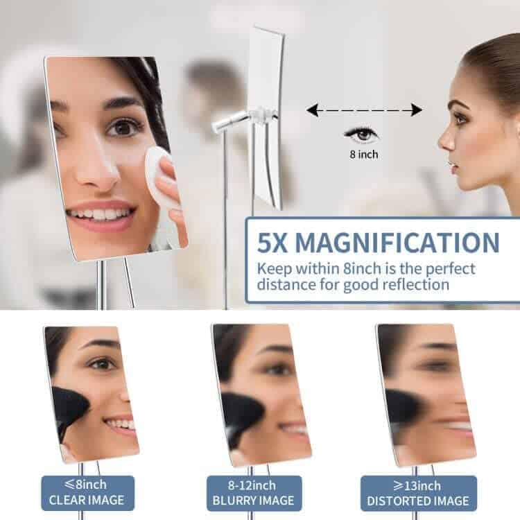 Espejo de Maquillaje de Aumento de 5X con Soporte Ajustable - Imagen 4