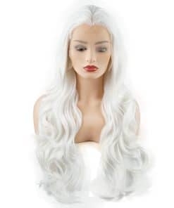 Peluca Sintética Blanca Ondulada Larga de 26 pulgadas
