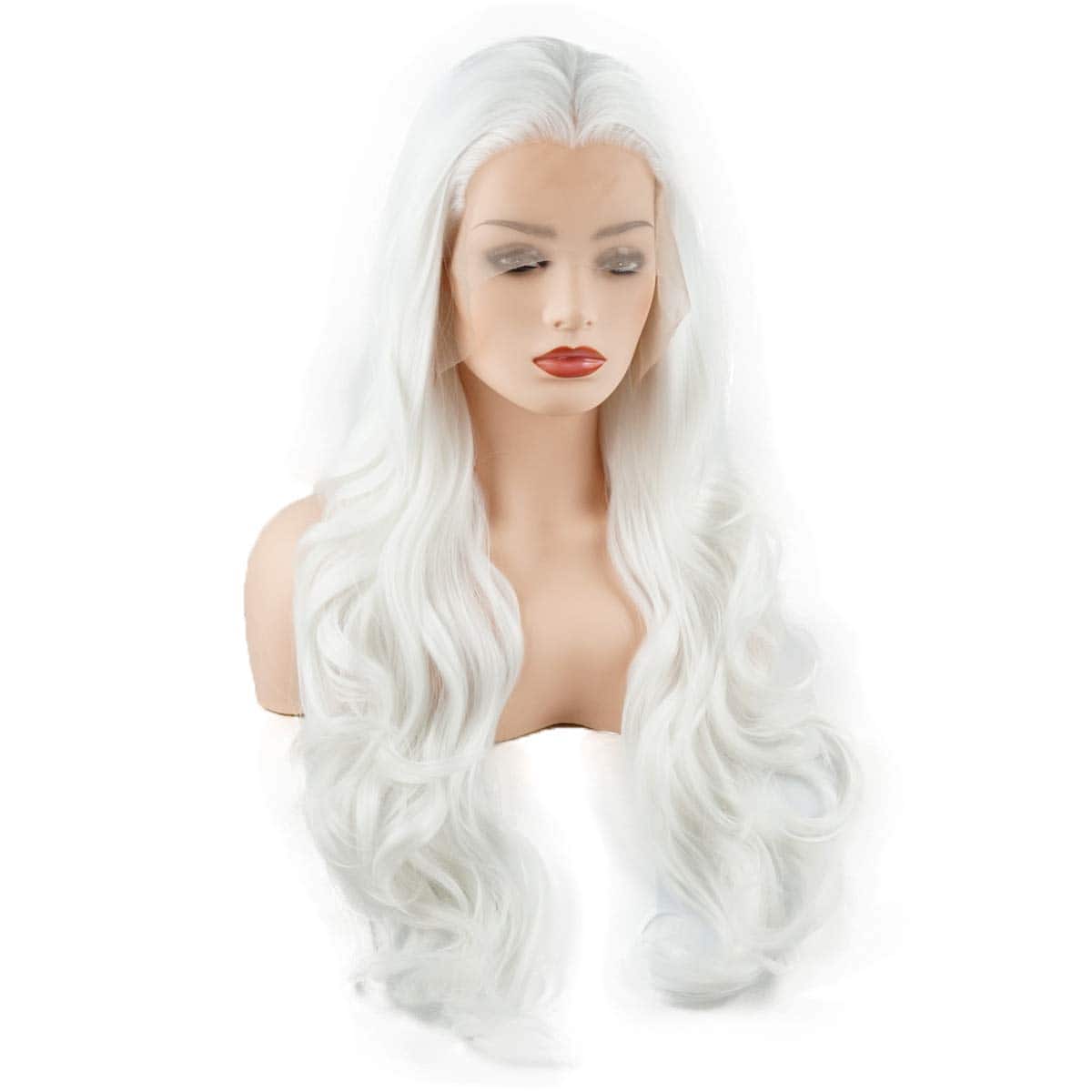 Peluca Sintética Blanca Ondulada Larga de 26 pulgadas - Imagen 3