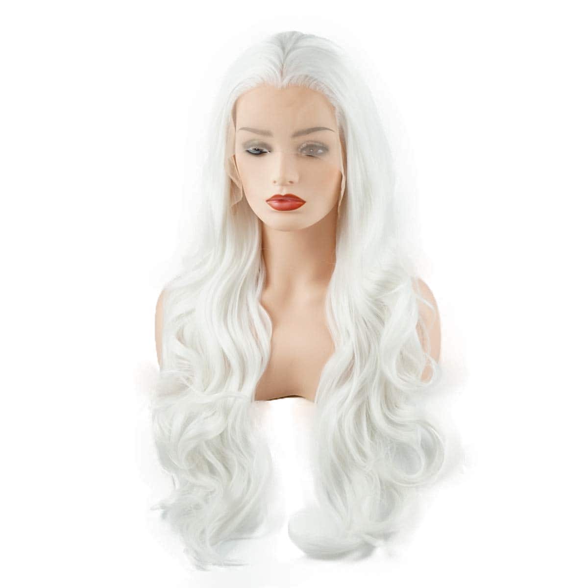 Peluca Sintética Blanca Ondulada Larga de 26 pulgadas - Imagen 4