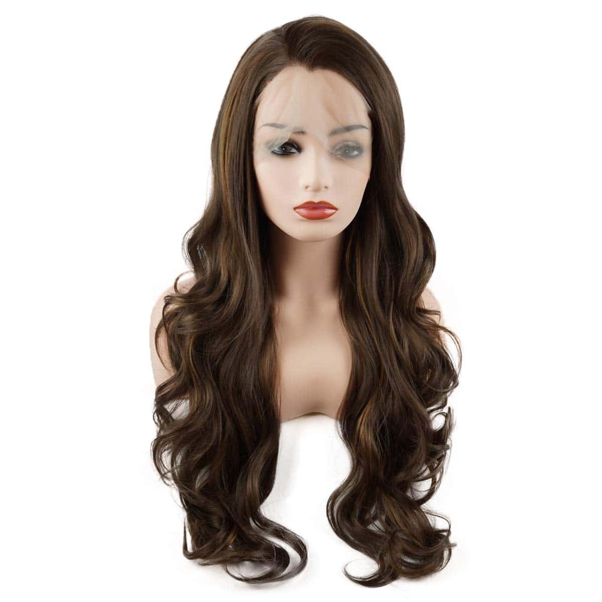 Pelucas de Encaje Sintético Realista de -Blonde y Marrón