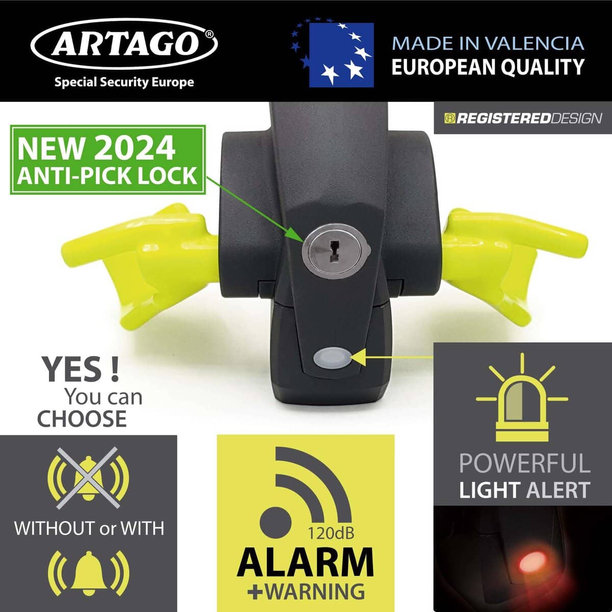 ARTAGO 870 Bloqueo de Volante de Alta Gama 2 en 1 con o sin - Imagen 6