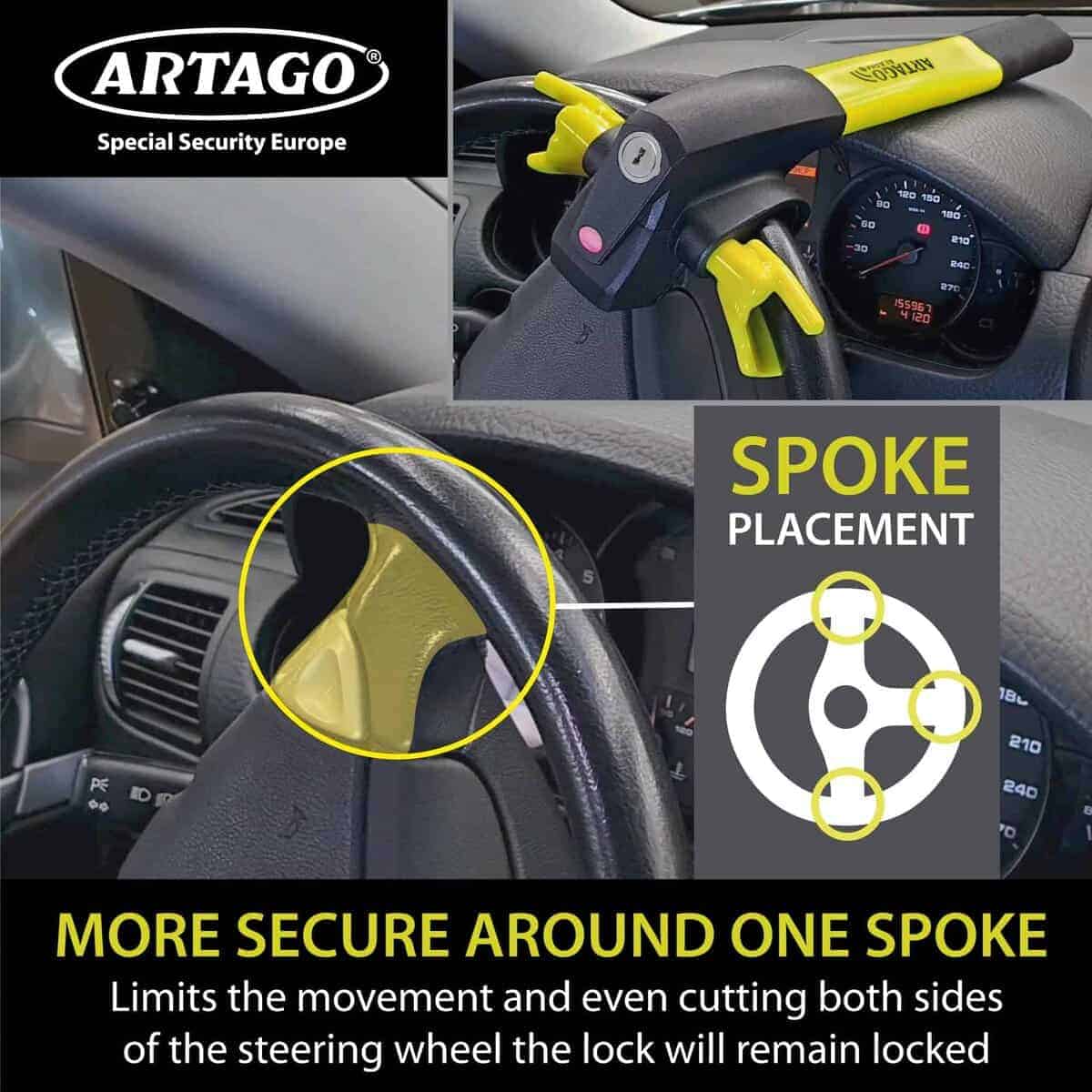 ARTAGO 870 Bloqueo de Volante de Alta Gama 2 en 1 con o sin - Imagen 4