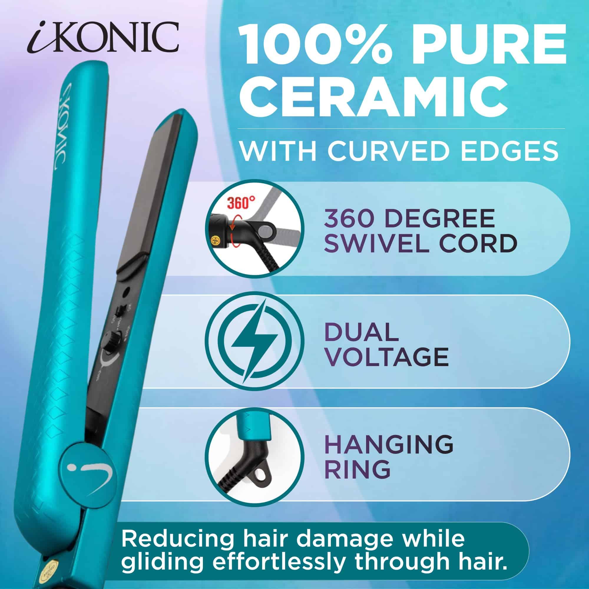 Plancha para el cabello IKONIC de 1.25 pulgadas con placas - Imagen 3
