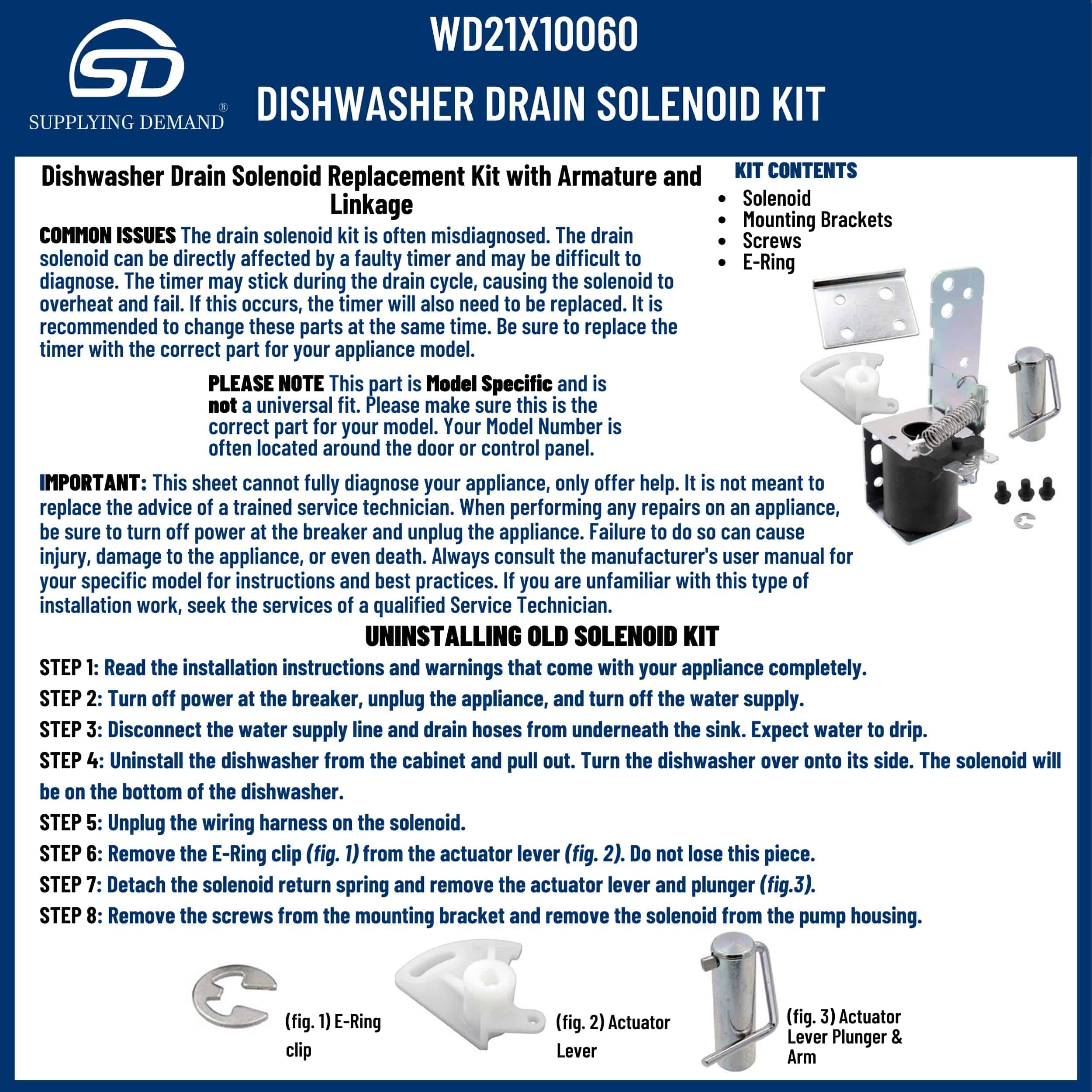 Kit de reemplazo de solenoide de drenaje WD21X10060 - Imagen 9