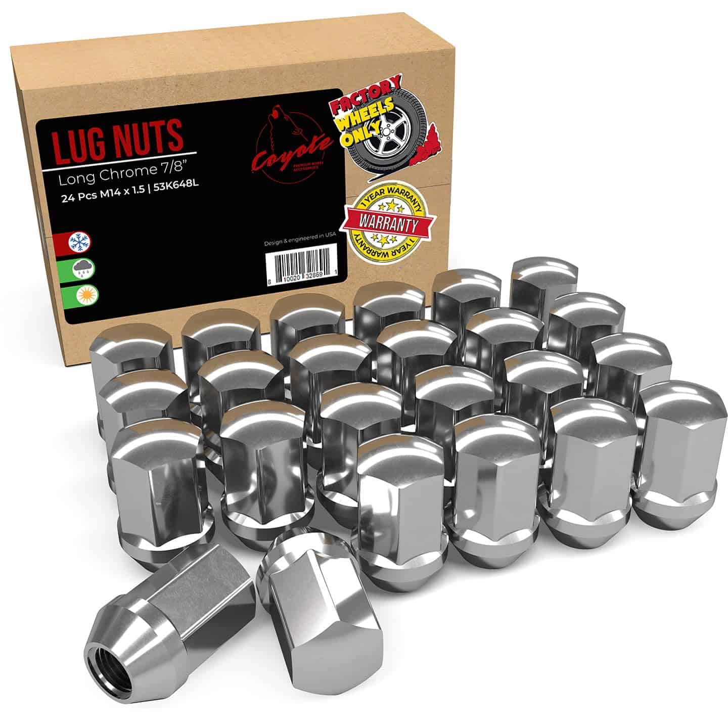 24 Pzas Tuercas de Seguridad M14x1.5 Estilo OEM GM 9596070