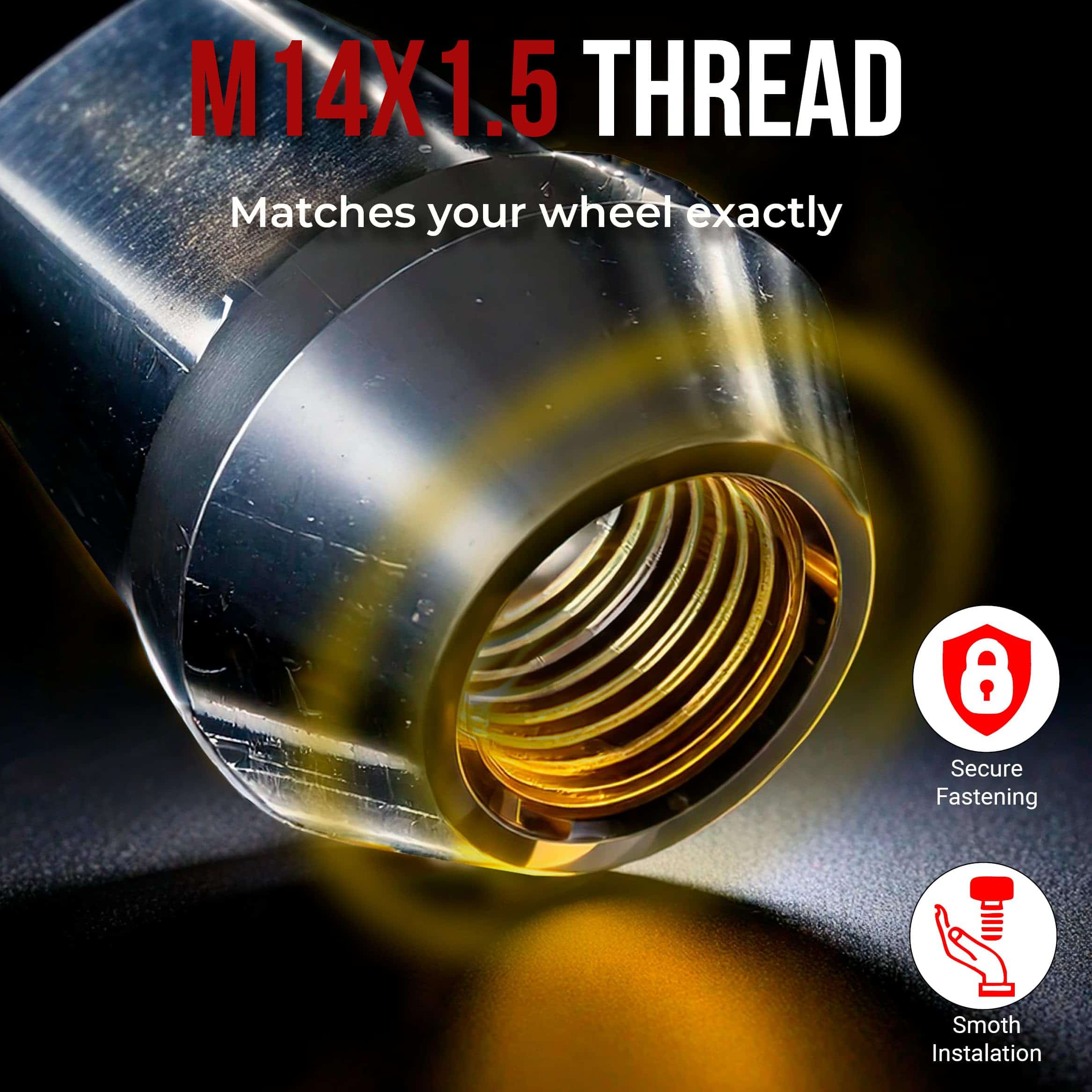 24 Pzas Tuercas de Seguridad M14x1.5 Estilo OEM GM 9596070 - Imagen 7