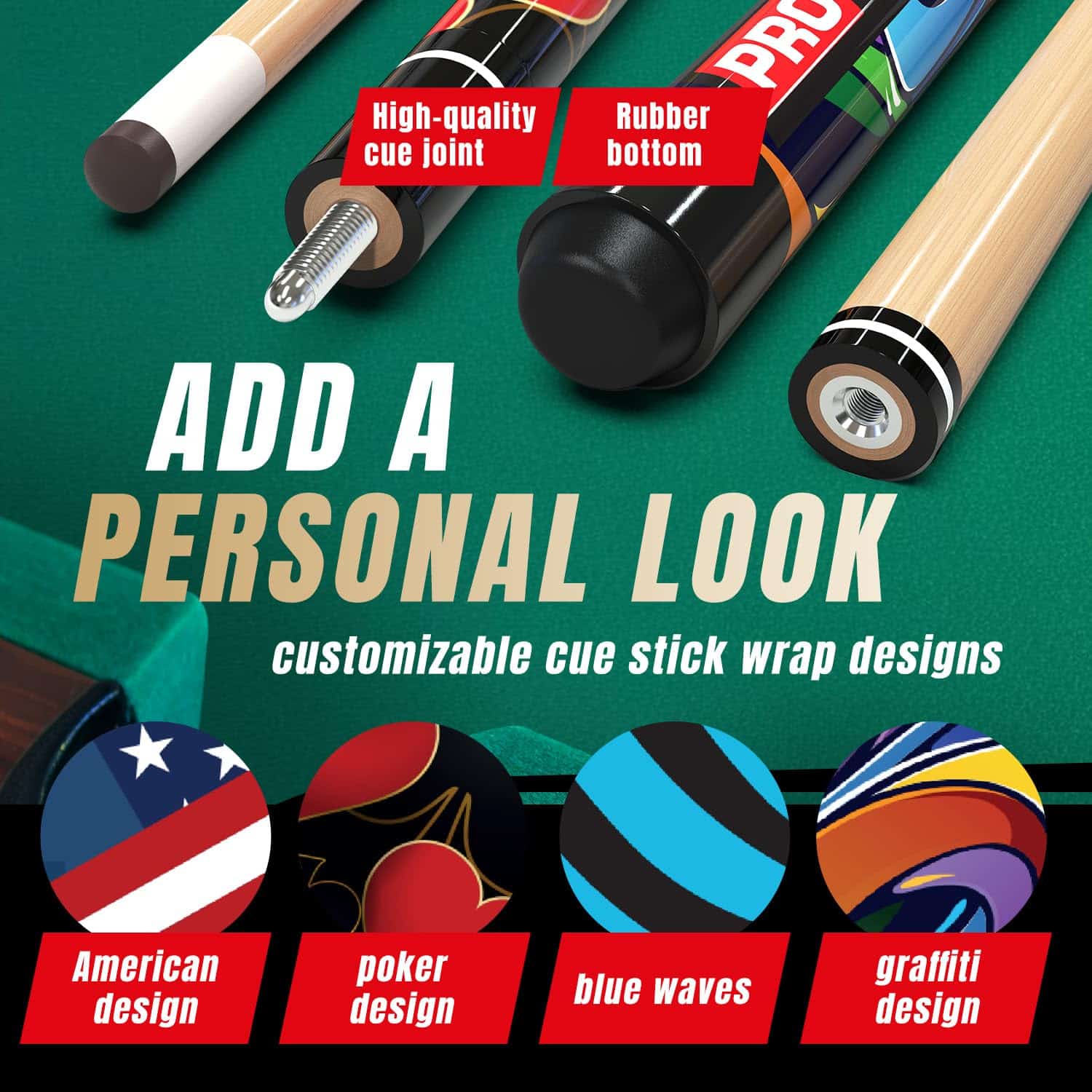 Kit de Taco de Billar Premium | 4 Tacos de Maple Canadiense - Imagen 5