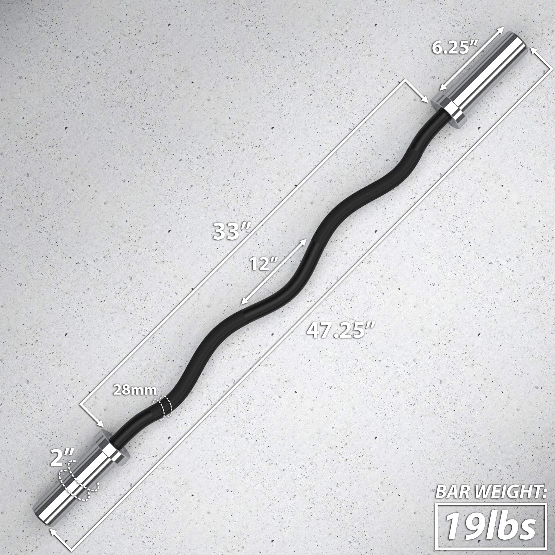 Barra Olímpica EZ Curl Comercial Synergee con Mangos - Imagen 5