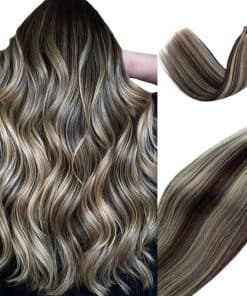 Extensiones de Cabello Tape in Castaño Oscuro con Destellos
