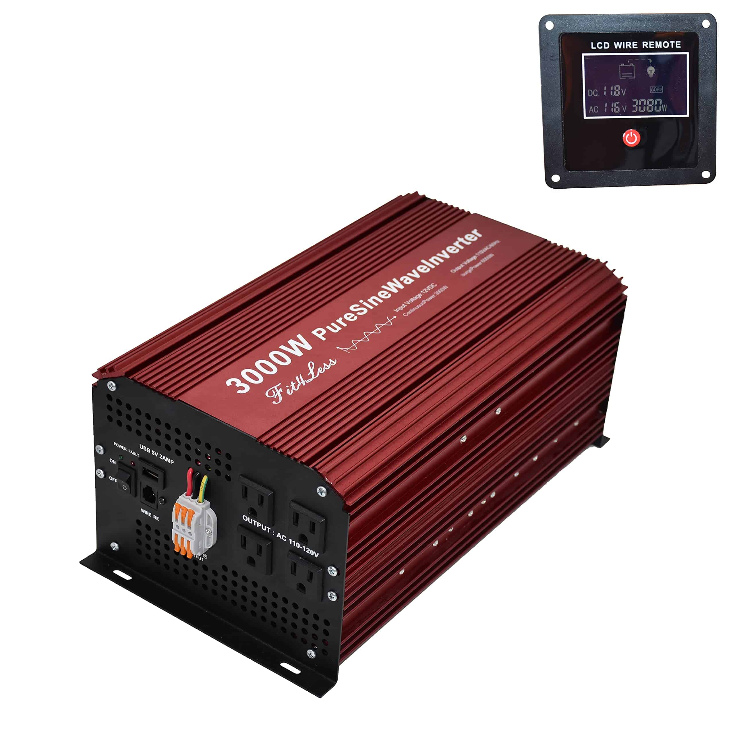 Inversor de Corriente de Onda Sinusoidal Pura DC12V a