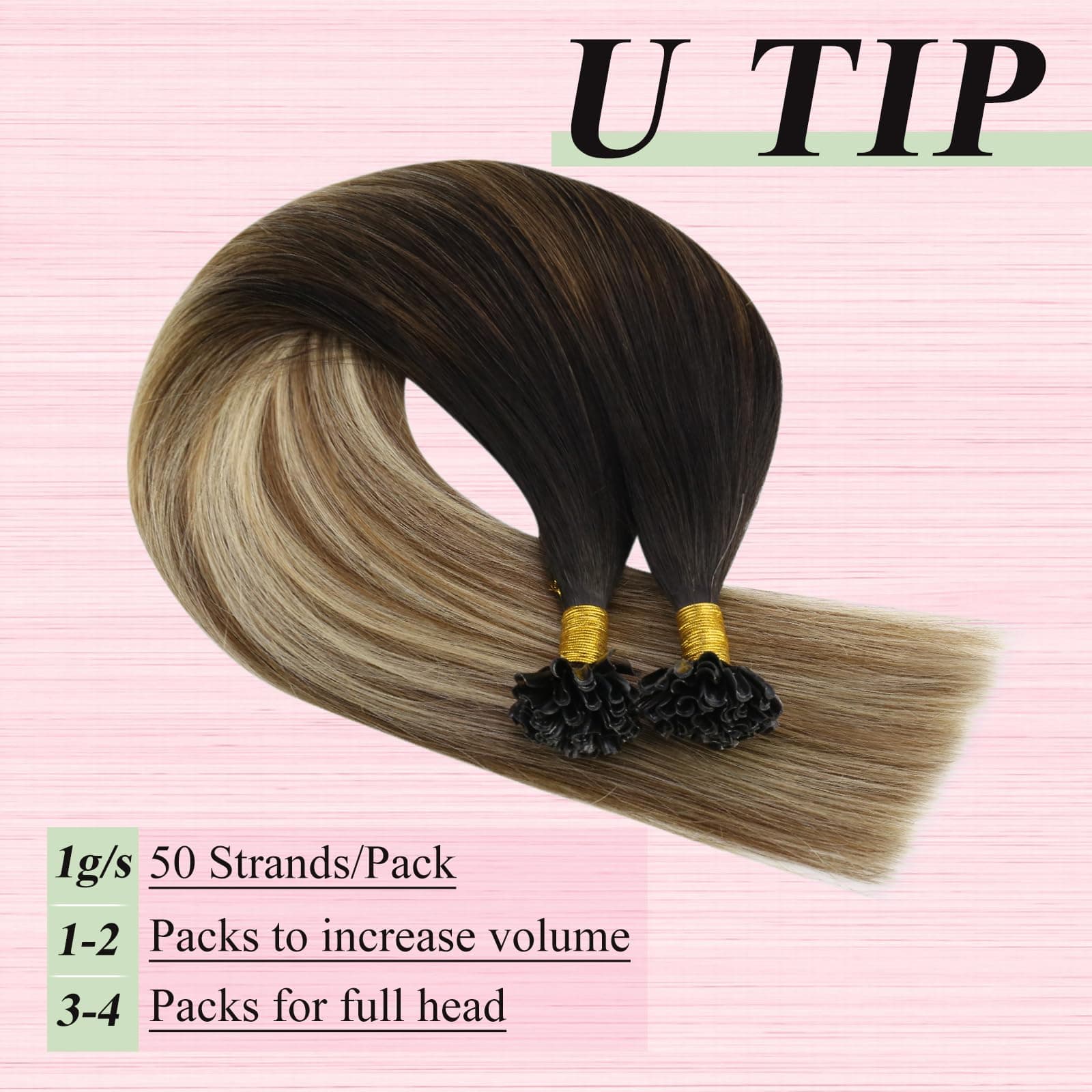 Extensiones de Cabello U Tip YoungSee Balayage Marrón - Imagen 5