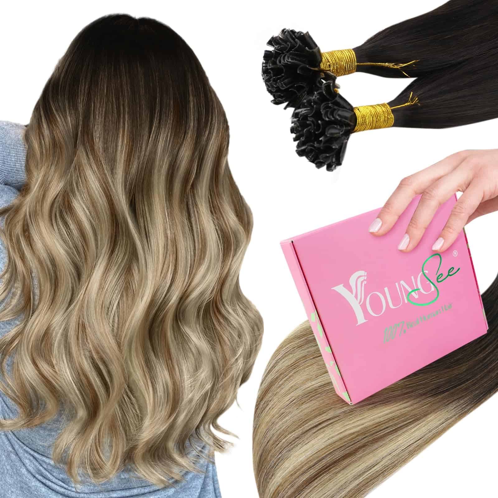Extensiones de Cabello U Tip YoungSee Balayage Marrón