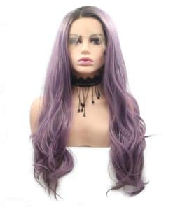 Pelucas largas onduladas en Ombre Violeta de 24" de encaje