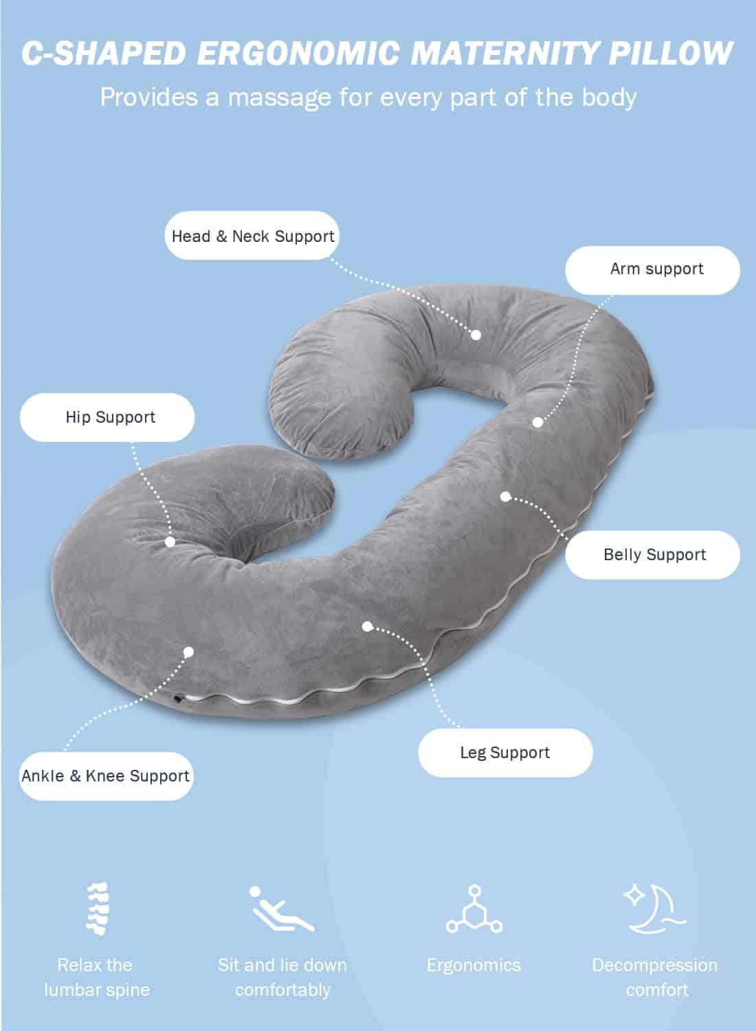 INSEN Almohada de embarazo, Almohada corporal para - Imagen 9