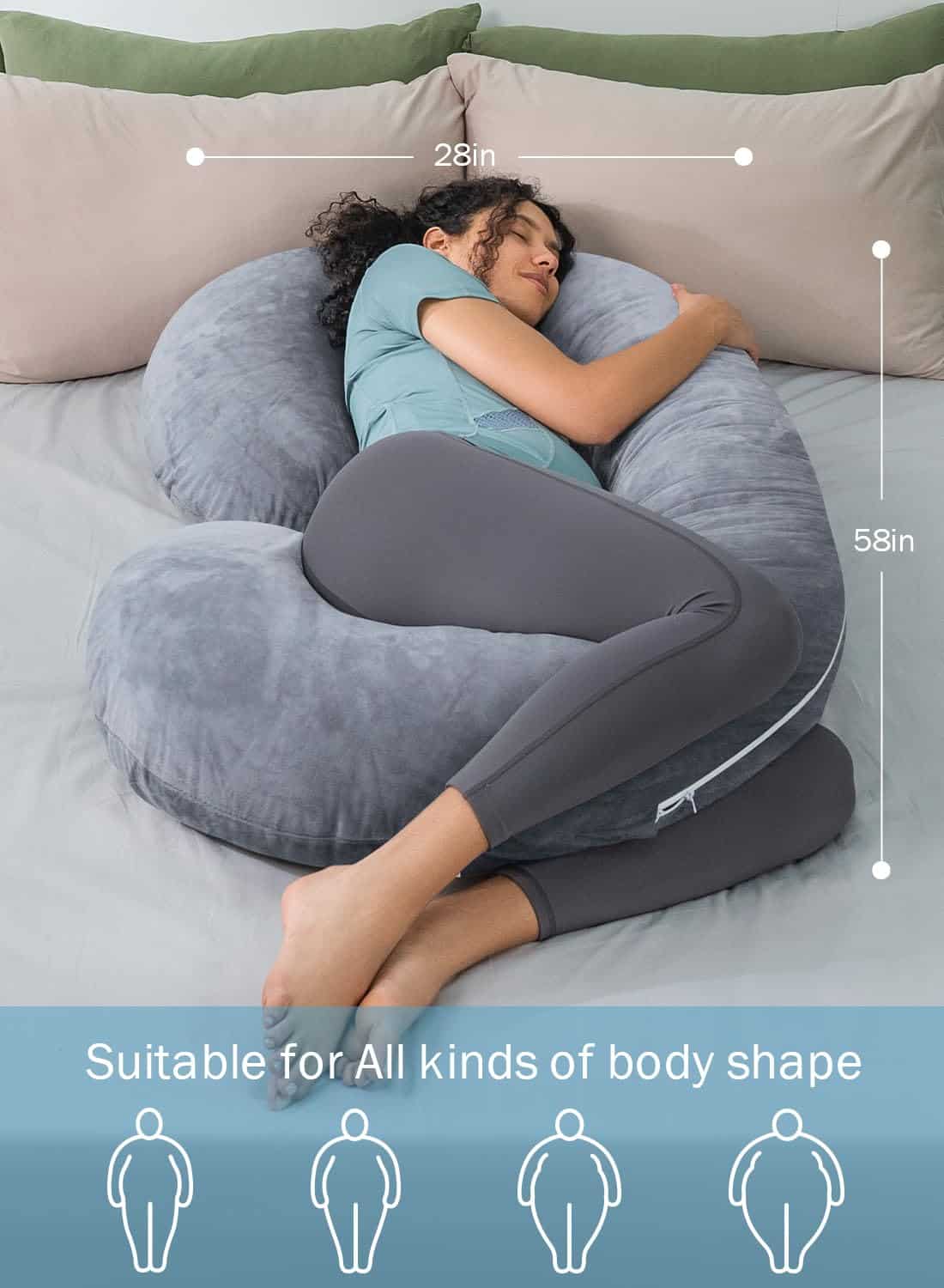 INSEN Almohada de embarazo, Almohada corporal para - Imagen 5