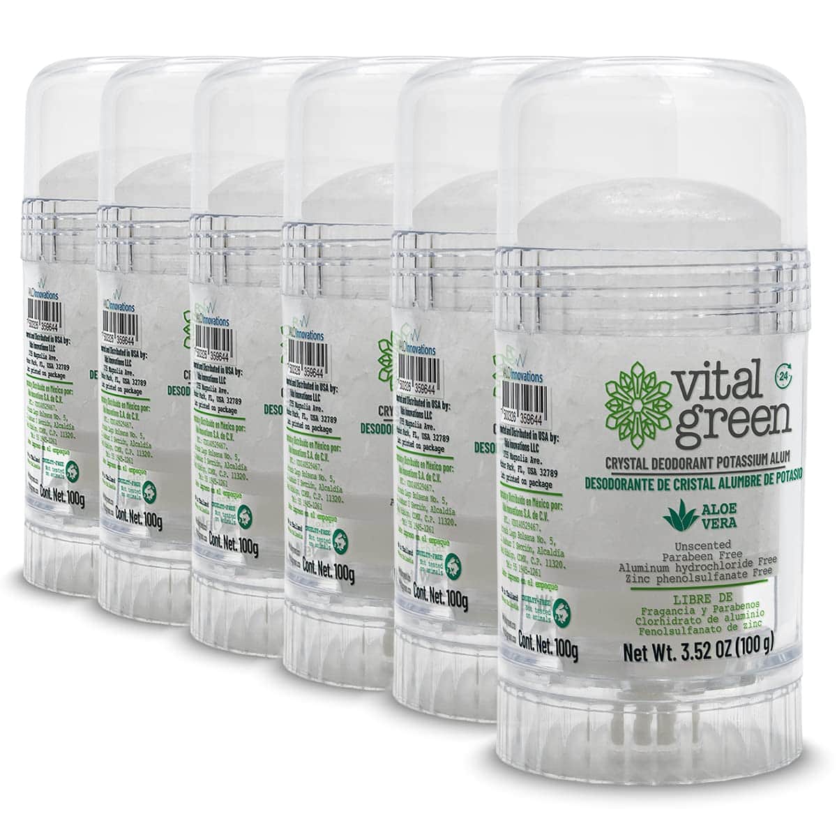 Desodorante de Alumbre de Potasio Crystal Vital Green con