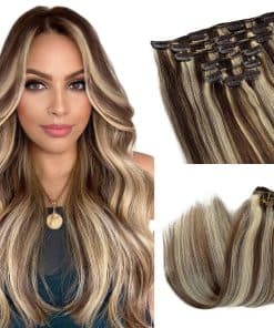Extensiones de Cabello Clip in Marrón Medio Mezclado con