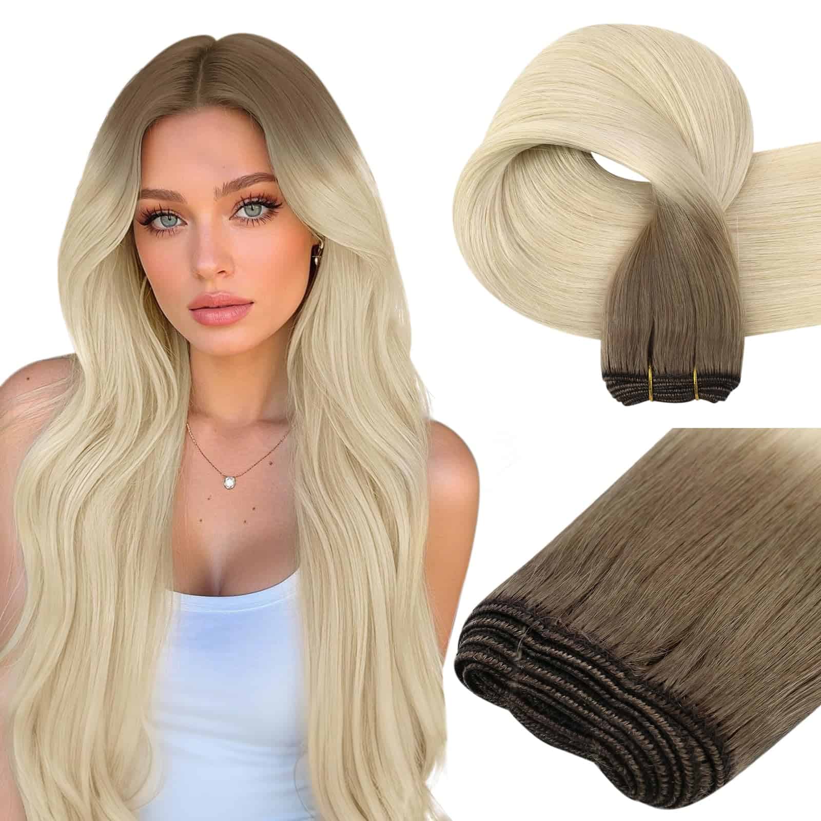 Extensiones de Cabello Easyouth Cabello Humano Cosido en