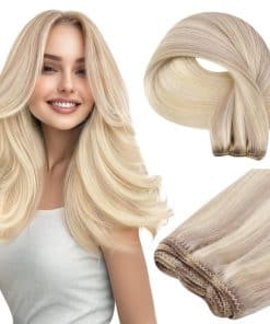 Extensiones de Cabello Con Tejido de Cabello Humano Rubio