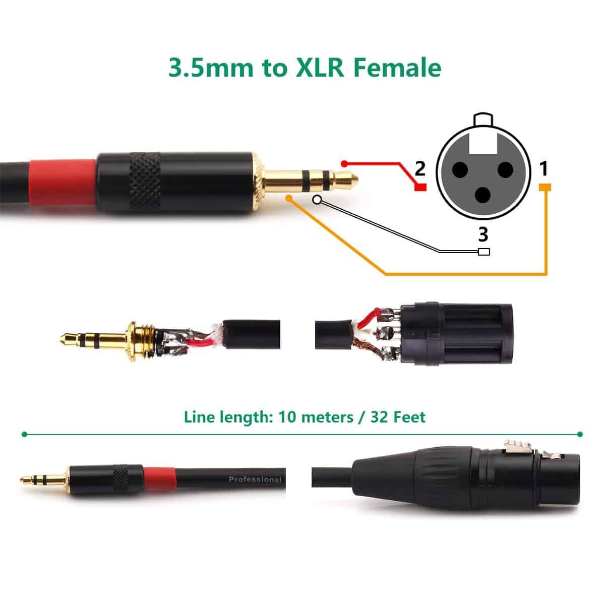 Cable de Micrófono de Audio Interconector XLR Hembra a - Imagen 5